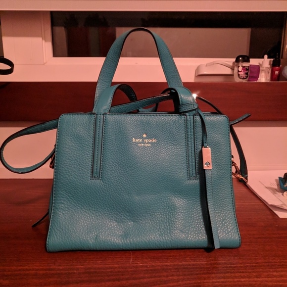 Teal/turquoise structured Kate Spade purse - Picture 1 of 4